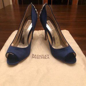 Badgley Mischka Peep Toe Pumps in Navy